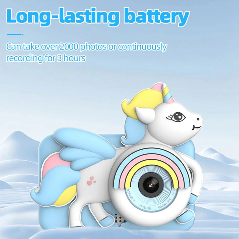 D32 Cartoon Design 2-inch Screen Children HD Dual Lens Camera with Tripod - Blue - 5