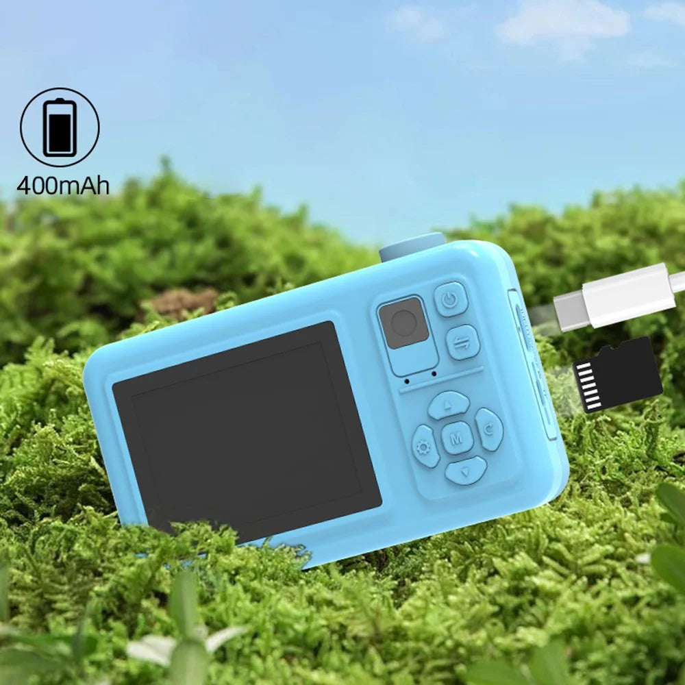 D32 Cartoon Design 2-inch Screen Children HD Dual Lens Camera with Tripod - Blue - 6