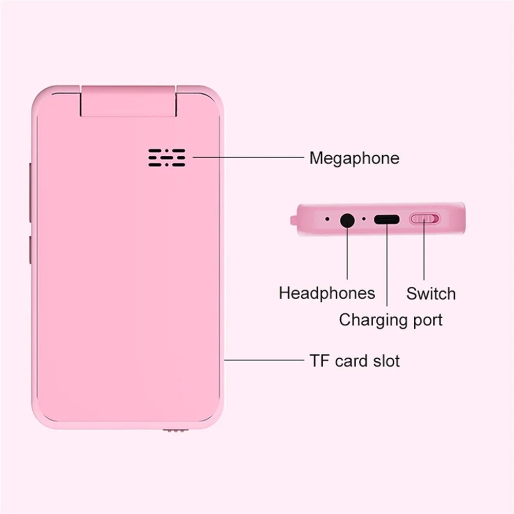 AC100 Solid Color 2.8-inch Touch Screen Kids Camera Game Music Alarm Clock HD Video Recorder - Pink - 5