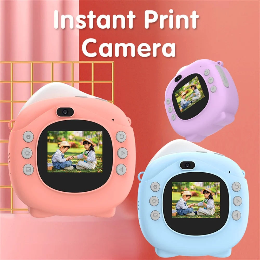 D10 2.0-inch IPS Screen Kids Camera Instant Print 1080P Digital Camera Toy with Printing Paper - Pink - 5