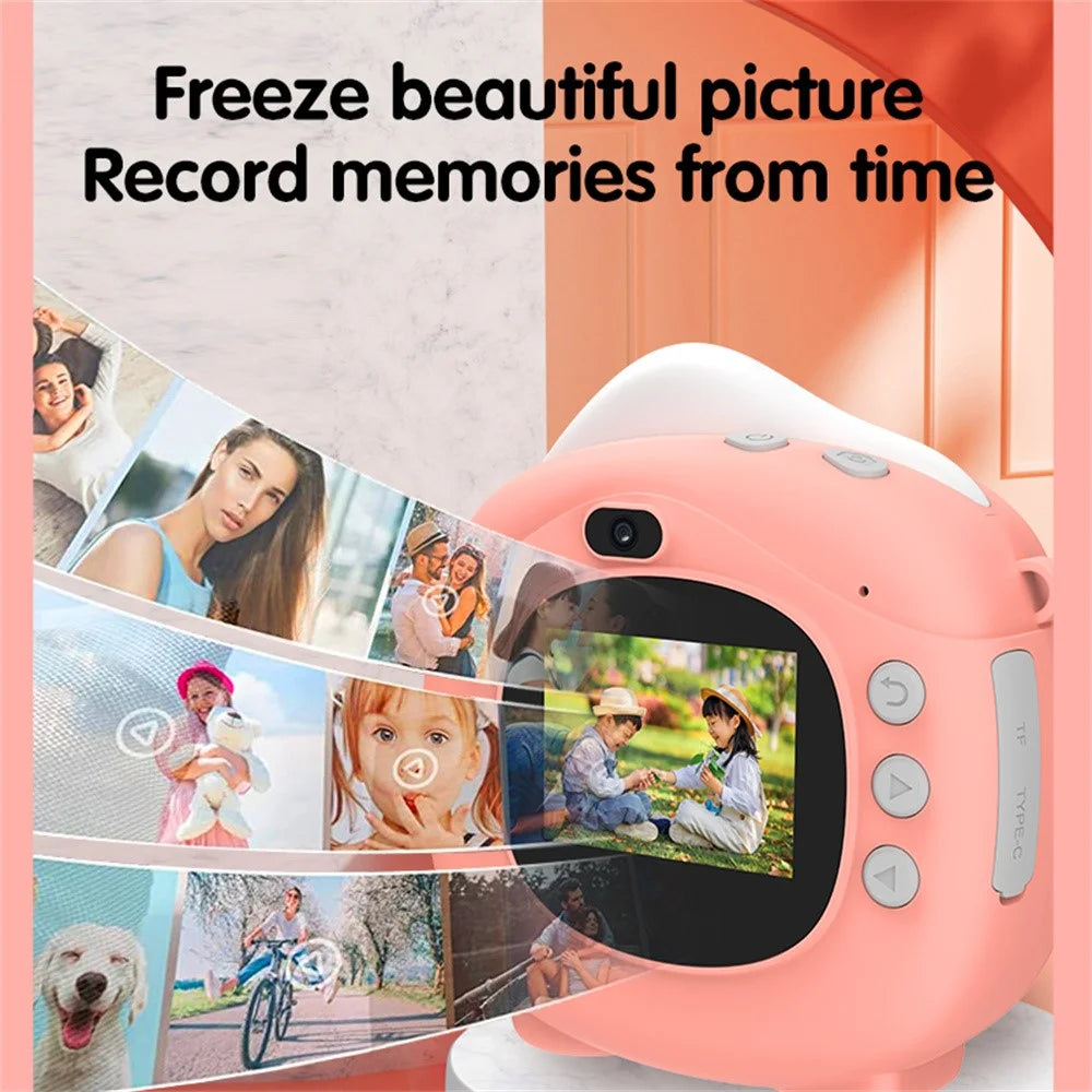 D10 2.0-inch IPS Screen Kids Camera Instant Print 1080P Digital Camera Toy with Printing Paper - Pink - 7