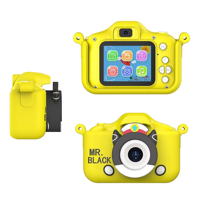 X7S 2.0-inch LCD HD Screen Kids Cartoon Digital Camera Front Rear Dual Camera Portable Small SLR Camera - Yellow - 2