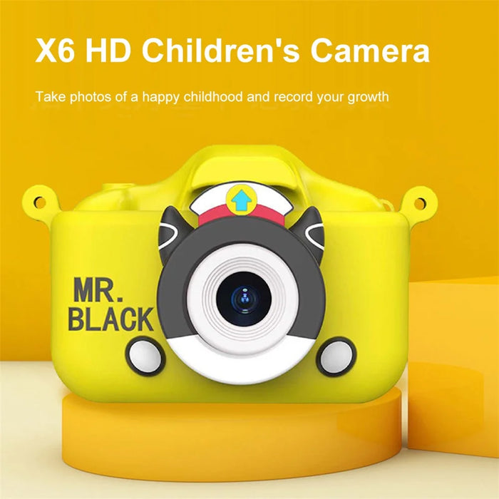 X7S 2.0-inch LCD HD Screen Kids Cartoon Digital Camera Front Rear Dual Camera Portable Small SLR Camera - Yellow - 3