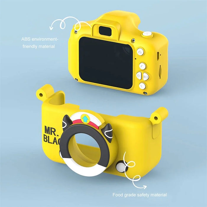 X7S 2.0-inch LCD HD Screen Kids Cartoon Digital Camera Front Rear Dual Camera Portable Small SLR Camera - Yellow - 4