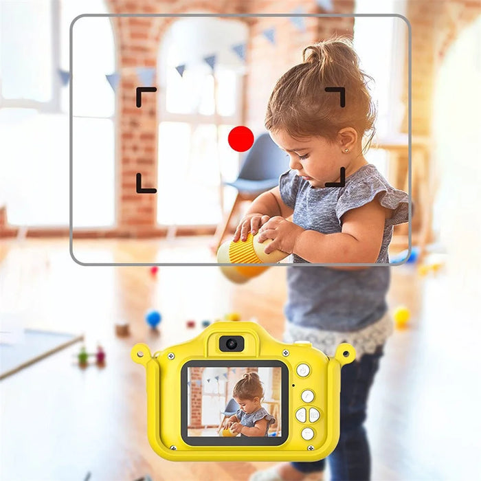 X7S 2.0-inch LCD HD Screen Kids Cartoon Digital Camera Front Rear Dual Camera Portable Small SLR Camera - Yellow - 5