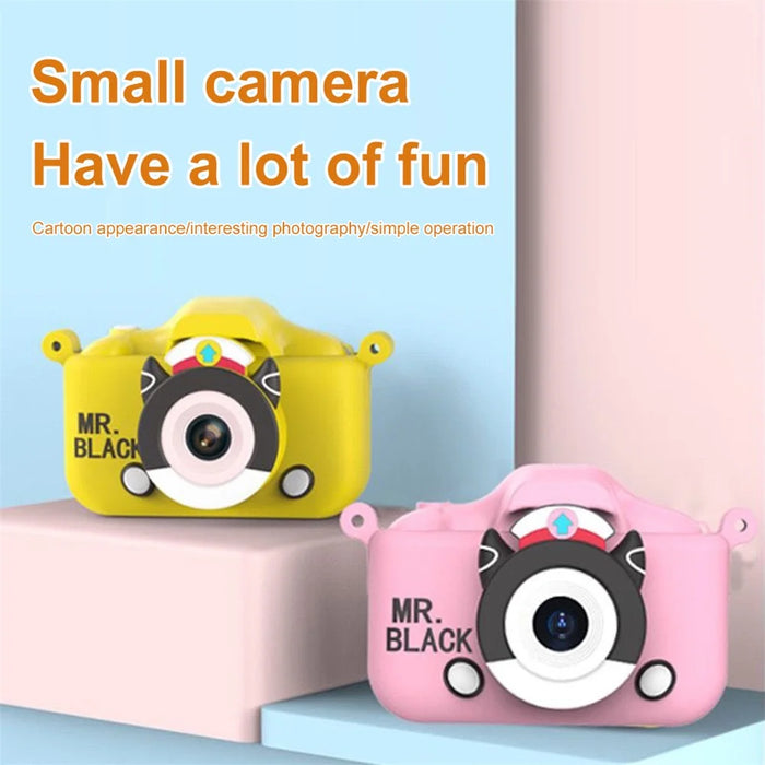 X7S 2.0-inch LCD HD Screen Kids Cartoon Digital Camera Front Rear Dual Camera Portable Small SLR Camera - Yellow - 7