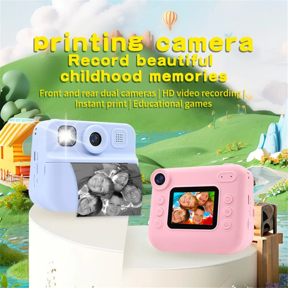 KDC-030D 2.0-inch Mini Children Instant Camera HD Dual Lens Digital Camera Photo Printer - Blue - 2