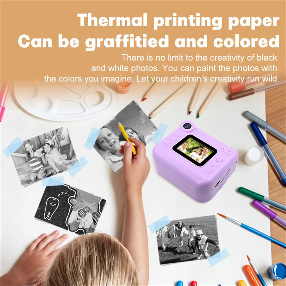KDC-030D 2.0-inch Mini Children Instant Camera HD Dual Lens Digital Camera Photo Printer - Blue - 3