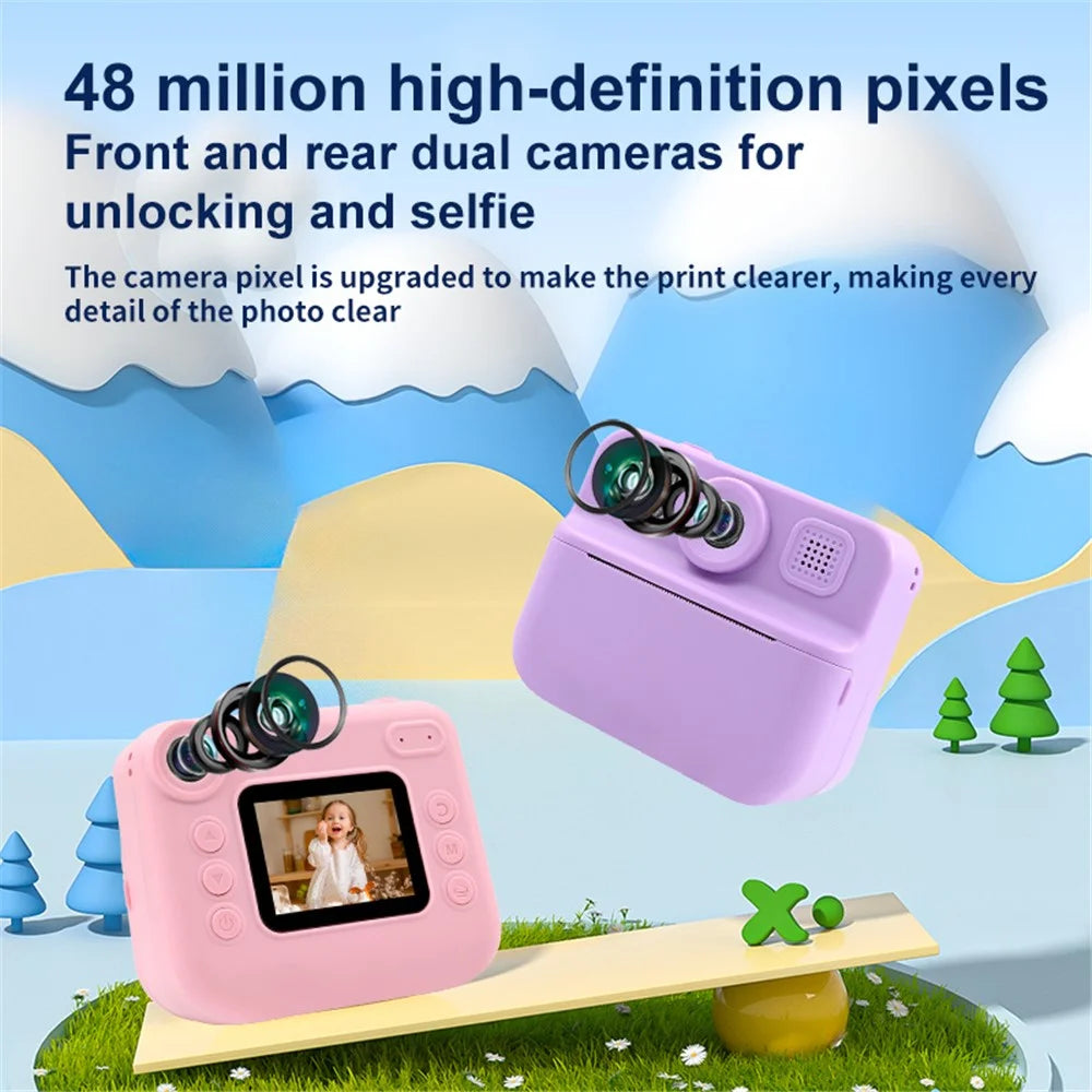 KDC-030D 2.0-inch Mini Children Instant Camera HD Dual Lens Digital Camera Photo Printer - Blue - 4