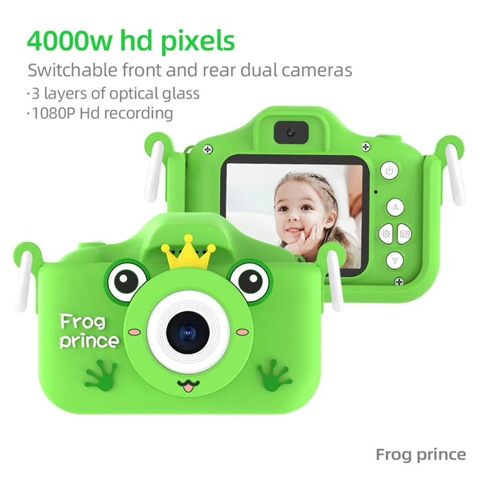 X9S 2-inch LCD Screen 4K Dual Lens Children Camera Cute Frog Kids Anti-Drop Digital Camera with Shouder Strap - 5