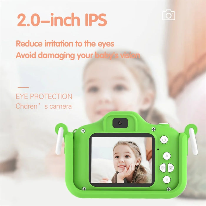 X9S 2-inch LCD Screen 4K Dual Lens Children Camera Cute Frog Kids Anti-Drop Digital Camera with Shouder Strap - 6
