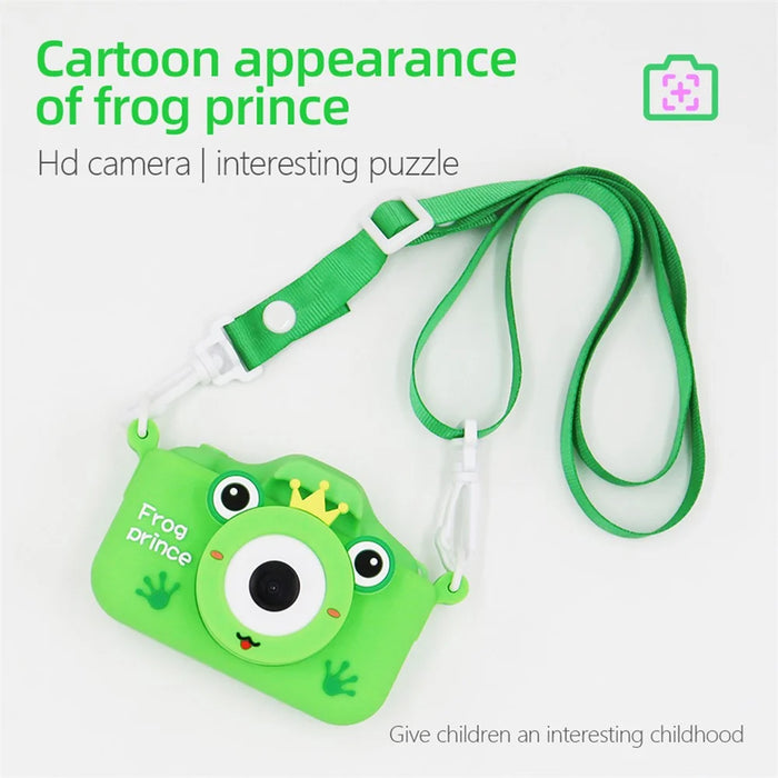X9S 2-inch LCD Screen 4K Dual Lens Children Camera Cute Frog Kids Anti-Drop Digital Camera with Shouder Strap - 7