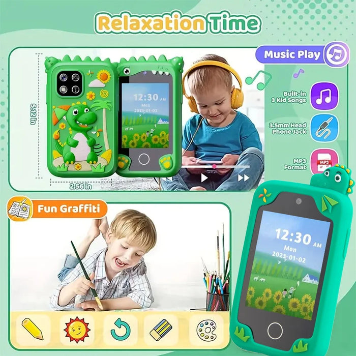 Z10S 2.8-inch Touch Screen Kids Toy Phone Camera Dual Lens Alarm Clock Video Recorder - Blue - 6
