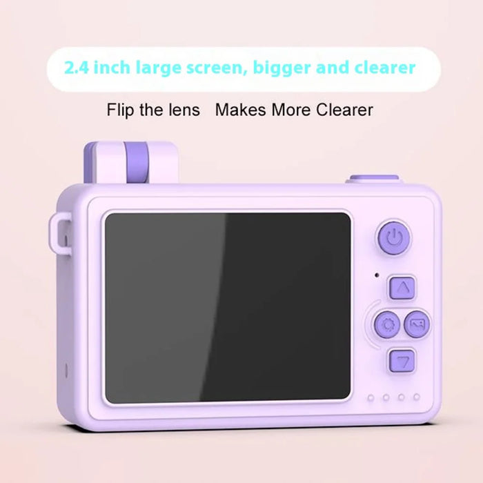 M1 Rabbit Building Block Toy Flip Lens Digital Camera 2.4-inch Screen Kids Camera with Tripod - Purple - 5