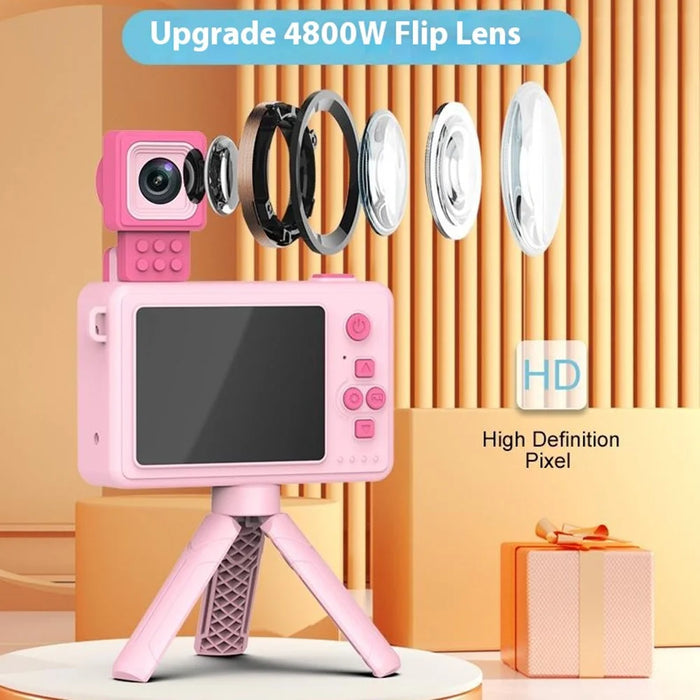 M1 Rabbit Building Block Toy Flip Lens Digital Camera 2.4-inch Screen Kids Camera with Tripod - Purple - 7