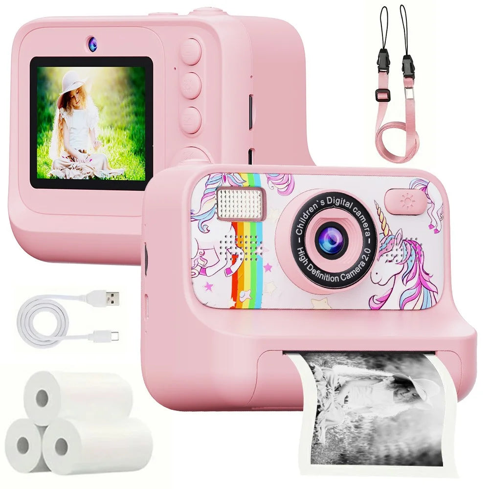 Z12 2.4-inch Mini Children HD Dual Lens Instant Camera Photo Printer with 32G TF Card - Pink - 1