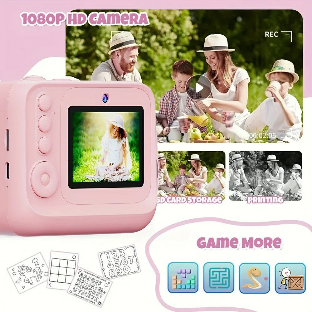 Z12 2.4-inch Mini Children HD Dual Lens Instant Camera Photo Printer with 32G TF Card - Pink - 6