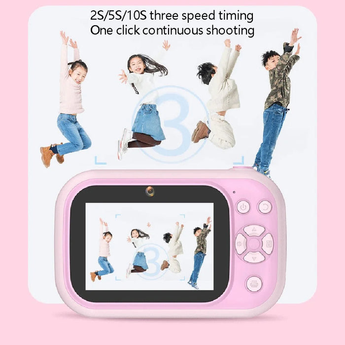 P1S HD Kids Camera 3.5-inch Inkless Print Camera 1080P Portable Cute Mini Camera Support MP3 - Beige - 7