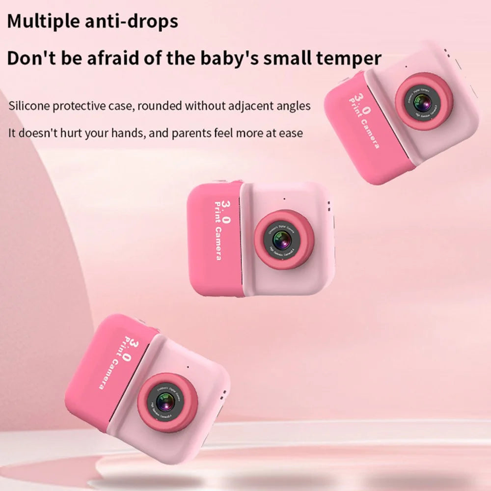 D3 Kids Instant Print Camera 3.0 Inch Screen 1080P Video Photo Digital Camera Birthday Gift - Pink - 5