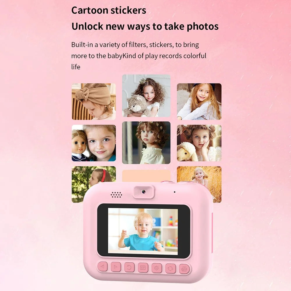 D3 Kids Instant Print Camera 3.0 Inch Screen 1080P Video Photo Digital Camera Birthday Gift - Pink - 7