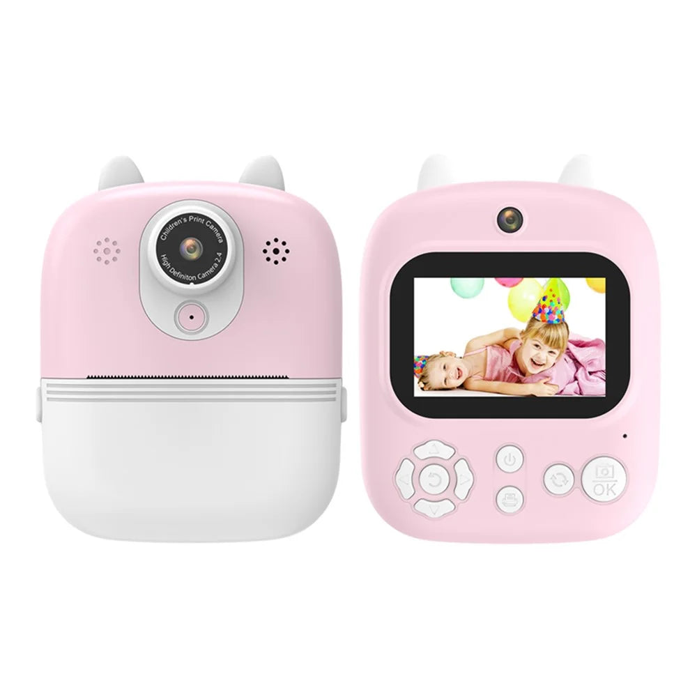 P2 2.4-inch IPS Screen Children Camera Thermal Printer Camera WiFi Printing Camera Support TF Card Storage - Pink - 2