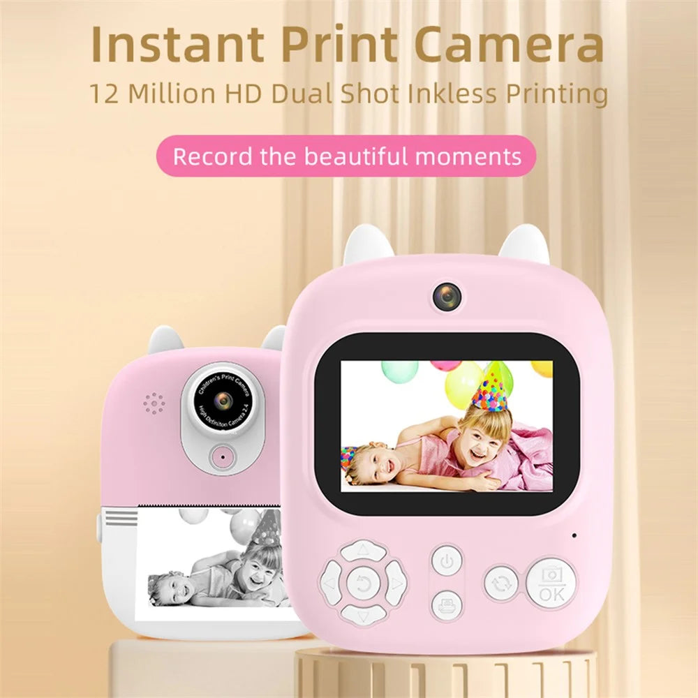 P2 2.4-inch IPS Screen Children Camera Thermal Printer Camera WiFi Printing Camera Support TF Card Storage - Pink - 4