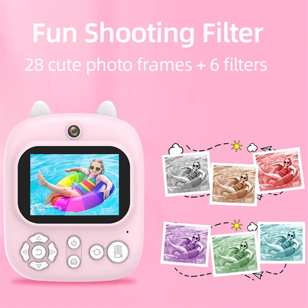 P2 2.4-inch IPS Screen Children Camera Thermal Printer Camera WiFi Printing Camera Support TF Card Storage - Pink - 6