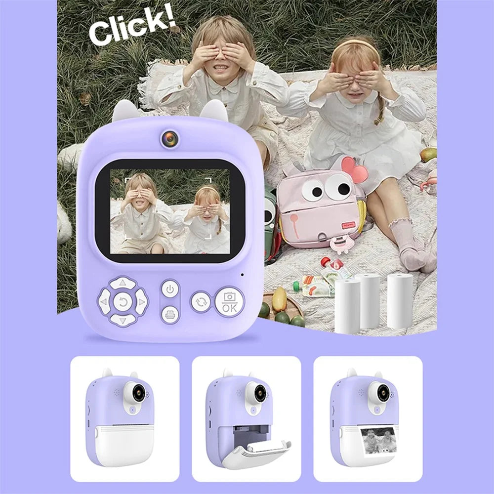 P2 2.4-inch IPS Screen Children Camera Thermal Printer Camera WiFi Printing Camera Support TF Card Storage - Pink - 7