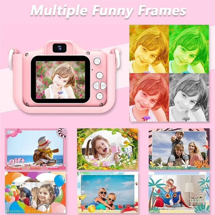 M8 2.0 Inch HD Dual Camera with 32GB Card / Card Reader Digital Camera Cartoon Design - Pink - 4