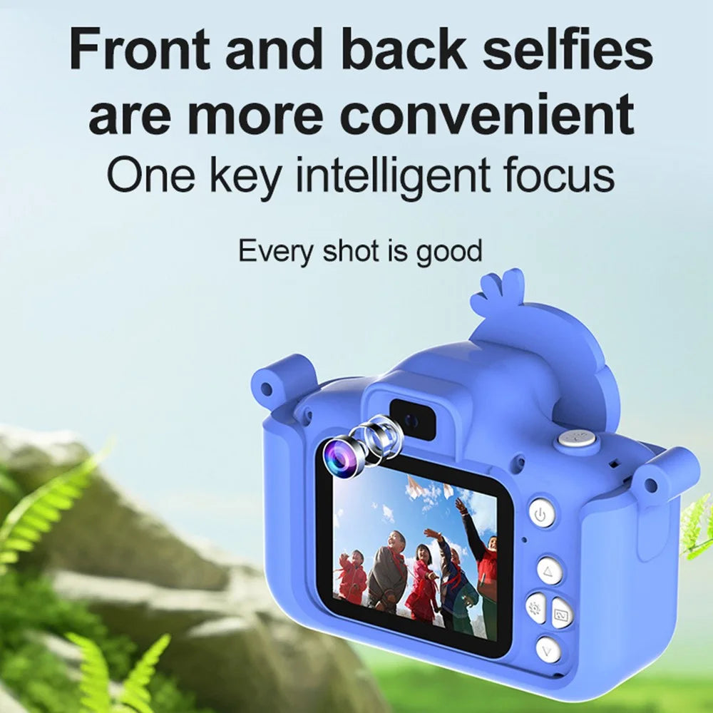 2.0 Inch Dual Lens Kids Digital Camera Cartoon Parrot Design 1080P HD Video Recorder without TF Card - Green - 4