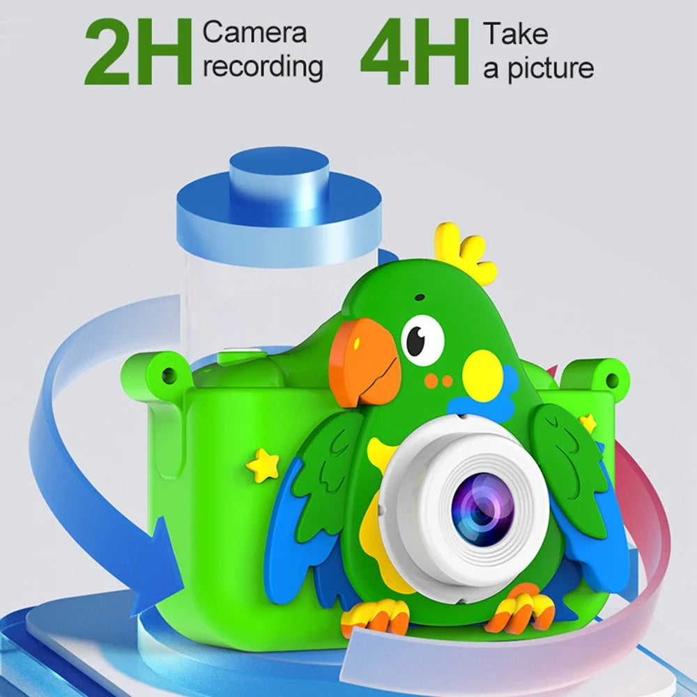 2.0 Inch Dual Lens Kids Digital Camera Cartoon Parrot Design 1080P HD Video Recorder without TF Card - Green - 6