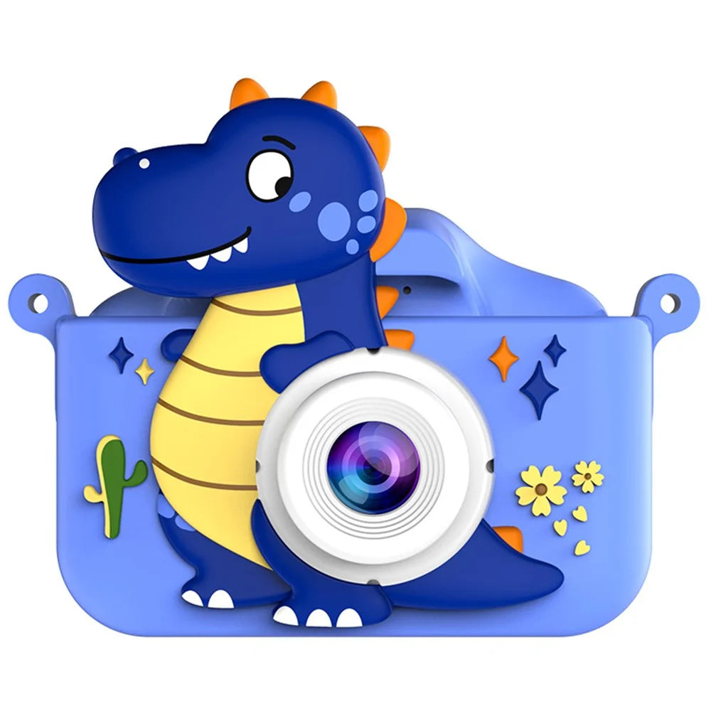 2.0 Inch Dual Lens Kids Digital Camera Cartoon Dinosaur Design 1080P HD Video Recorder without TF Card - Blue - 1