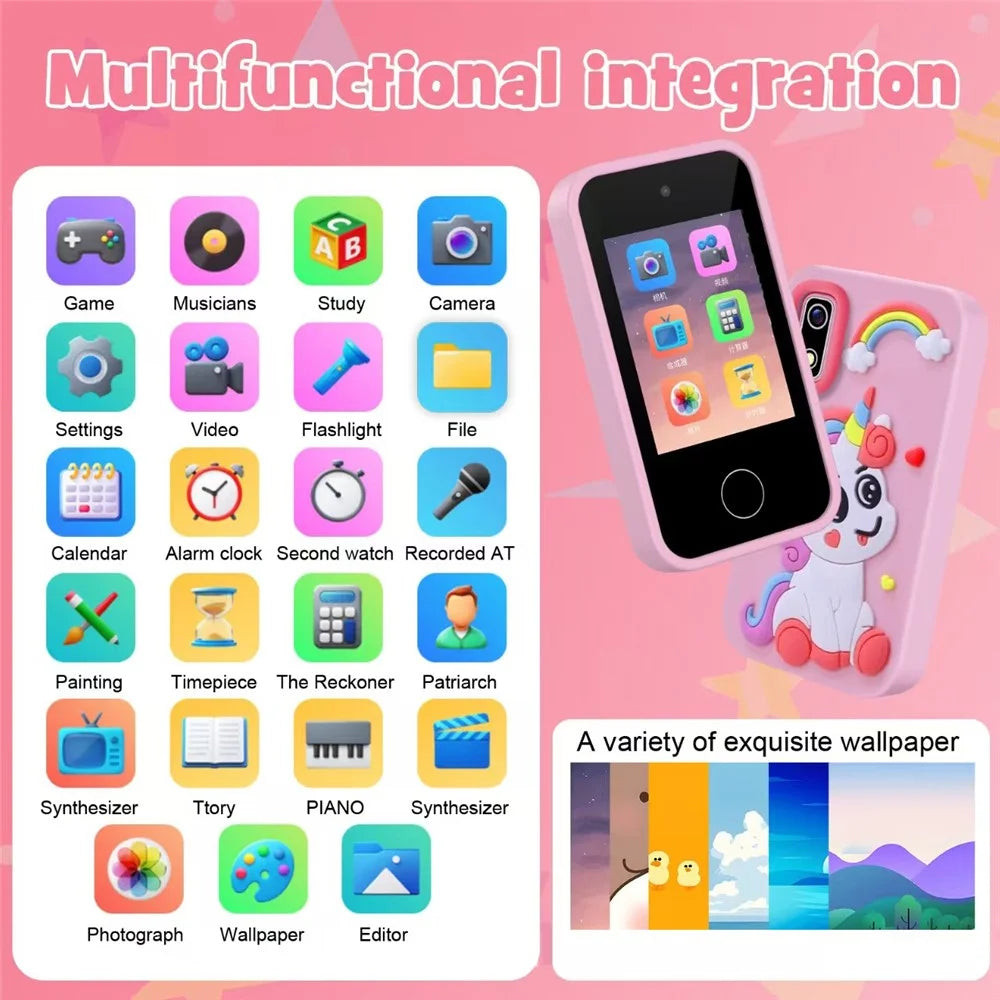 A10 2.8 Inch Touch Screen Digital Camera HD Dual Lens Game Music Cartoon Kids Camera - Unicorn  /  Pink - 5