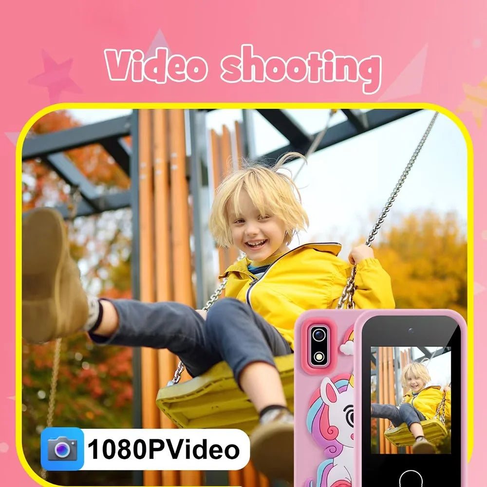 A10 2.8 Inch Touch Screen Digital Camera HD Dual Lens Game Music Cartoon Kids Camera - Unicorn  /  Pink - 6