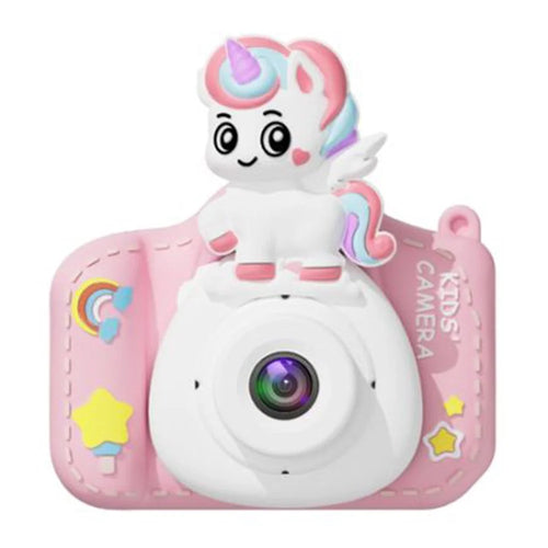 XJ01 2.0 Inch HD Dual Lens Children Digital Camera Cartoon Animal Video Recorder Built In Games - Pink Unicorn - 1