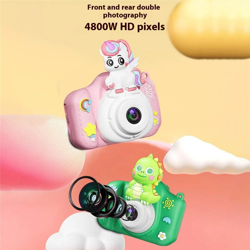 XJ01 2.0 Inch HD Dual Lens Children Digital Camera Cartoon Animal Video Recorder Built In Games - Pink Unicorn - 4