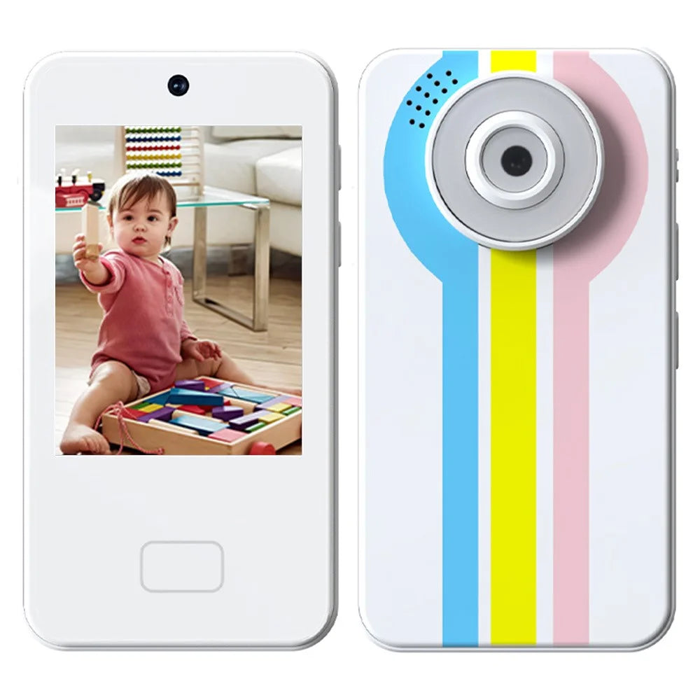 D16 2.8 Inch Dual Lens Kids Phone Camera Touch Screen 10X Zoom Toddler Learning Phone Toy - White - 1