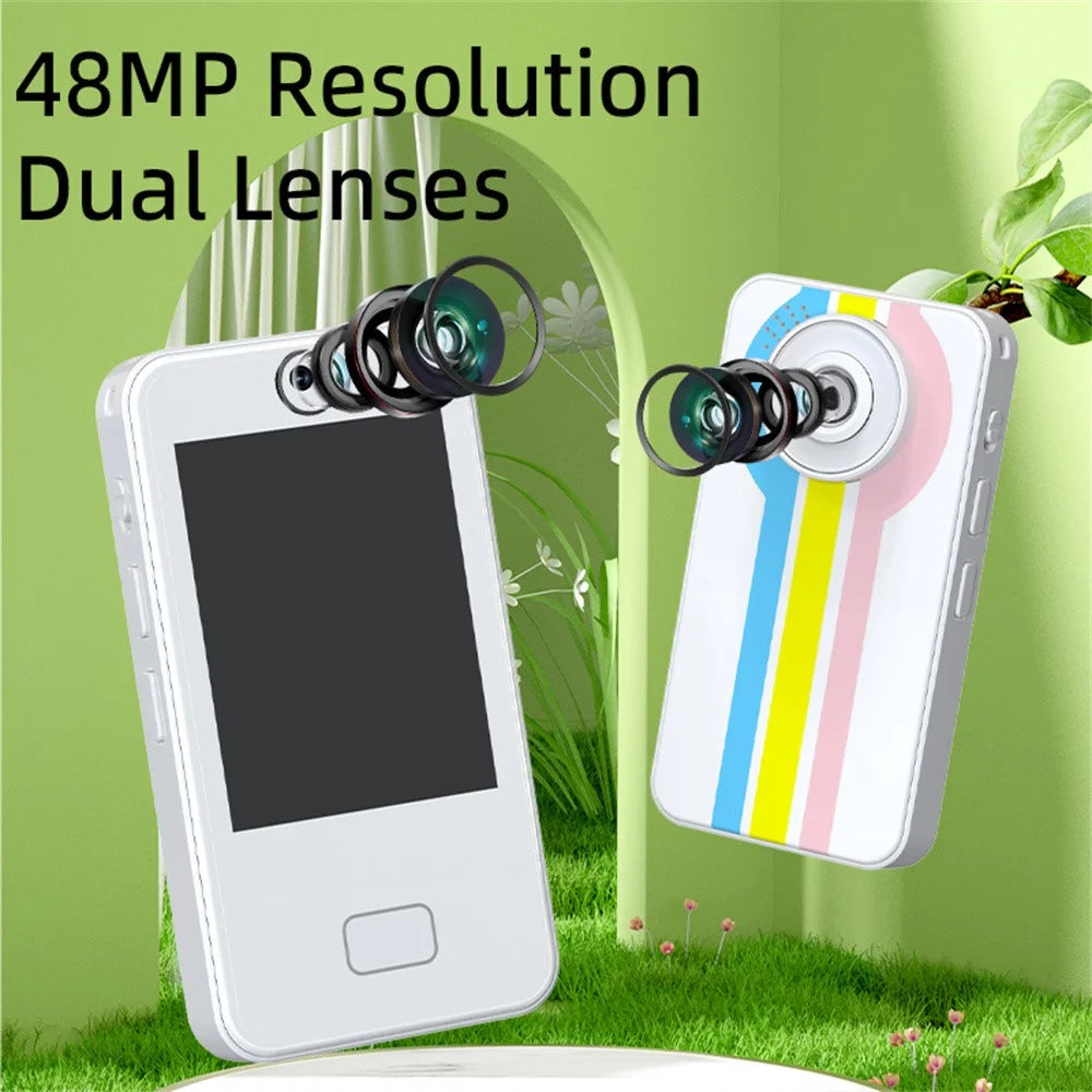 D16 2.8 Inch Dual Lens Kids Phone Camera Touch Screen 10X Zoom Toddler Learning Phone Toy - White - 2