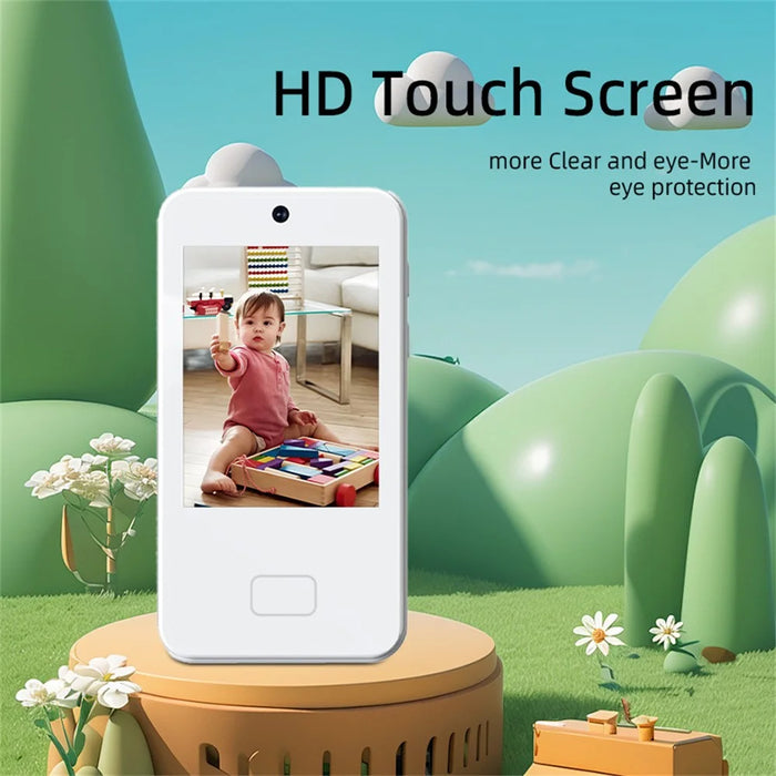 D16 2.8 Inch Dual Lens Kids Phone Camera Touch Screen 10X Zoom Toddler Learning Phone Toy - White - 4