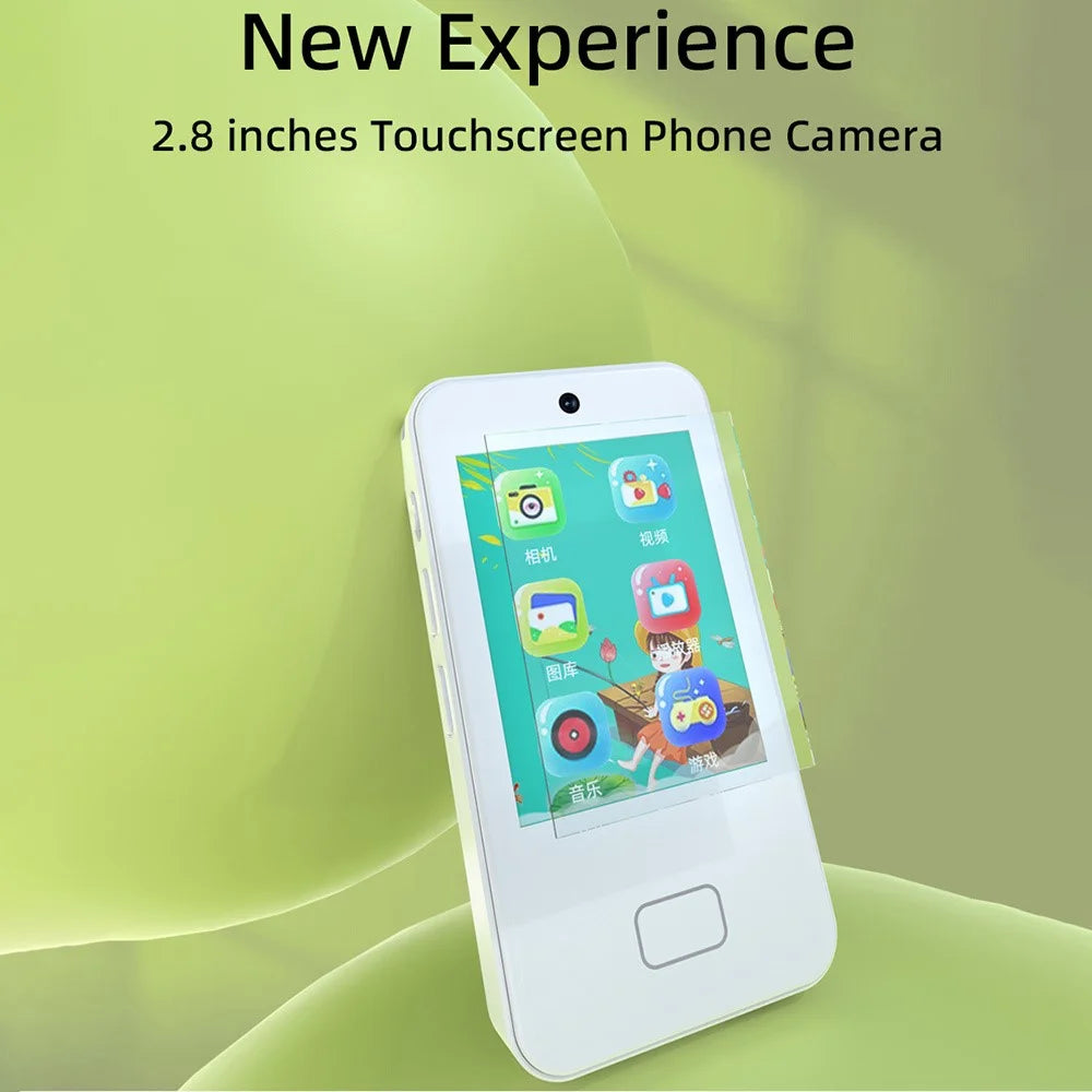 D16 2.8 Inch Dual Lens Kids Phone Camera Touch Screen 10X Zoom Toddler Learning Phone Toy - White - 5