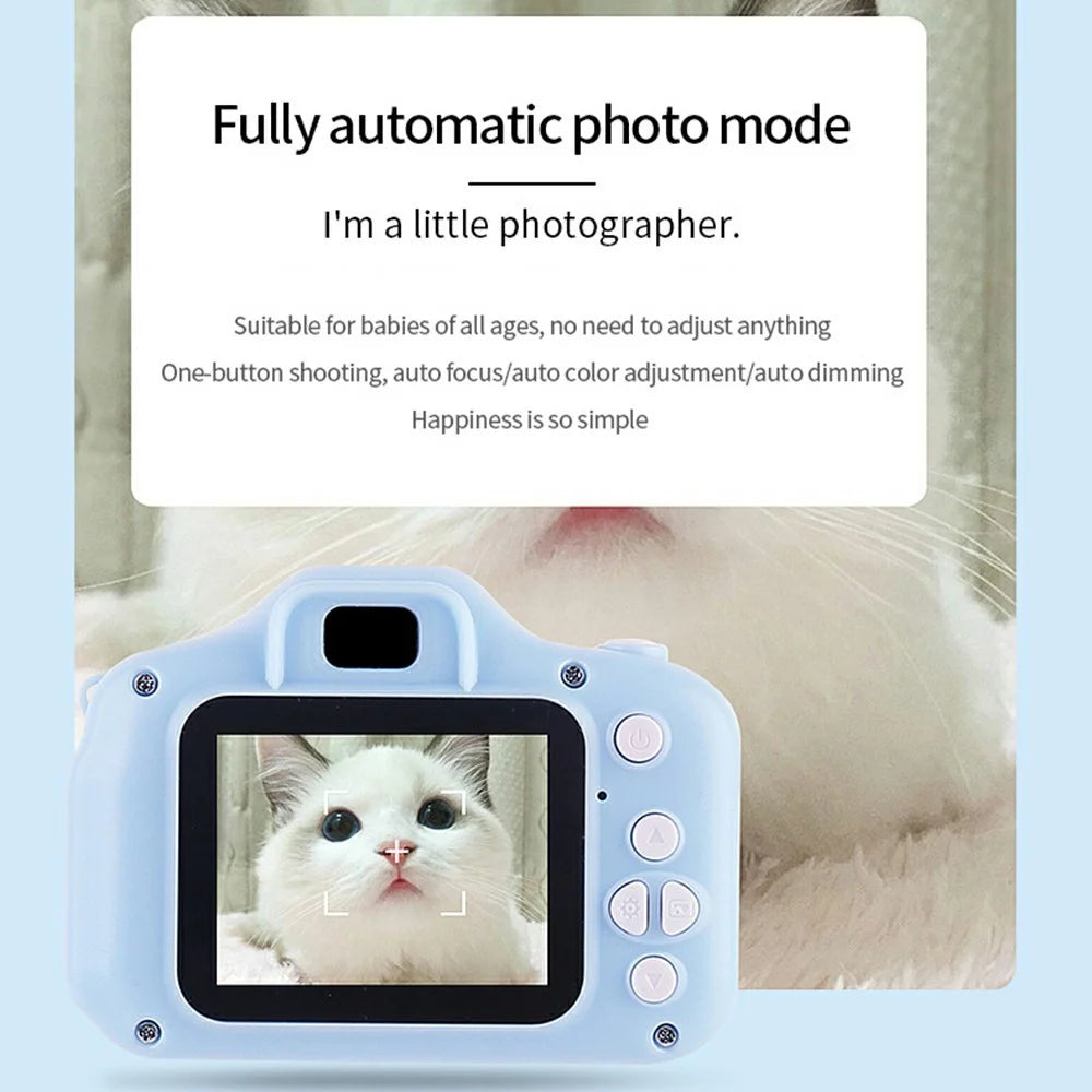X2 1080P HD Dual Lens Kids Camera Children Video Recorder with 32G TF Card + Card Reader - Blue - 2