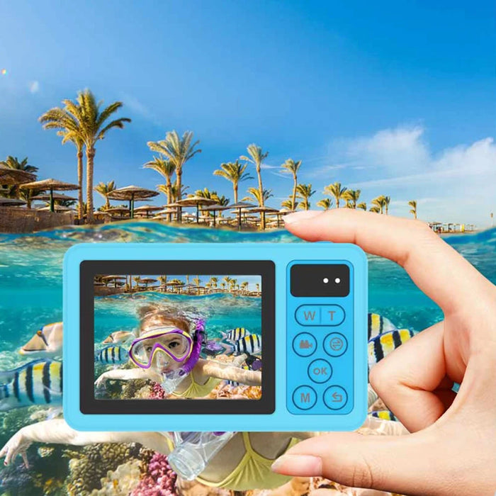D70 2.8 + 1.44 Inch Dual Screen Digital Camera Waterproof Camera with 32GB Card - Blue - 3
