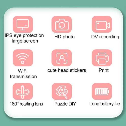 F11 Children WiFi Print Camera Thermal Printing Instant Camera 3.5 inch HD Kids Mini Camera - Pink - 2