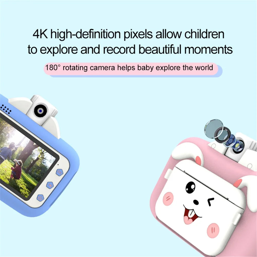 F11 Children WiFi Print Camera Thermal Printing Instant Camera 3.5 inch HD Kids Mini Camera - Pink - 5