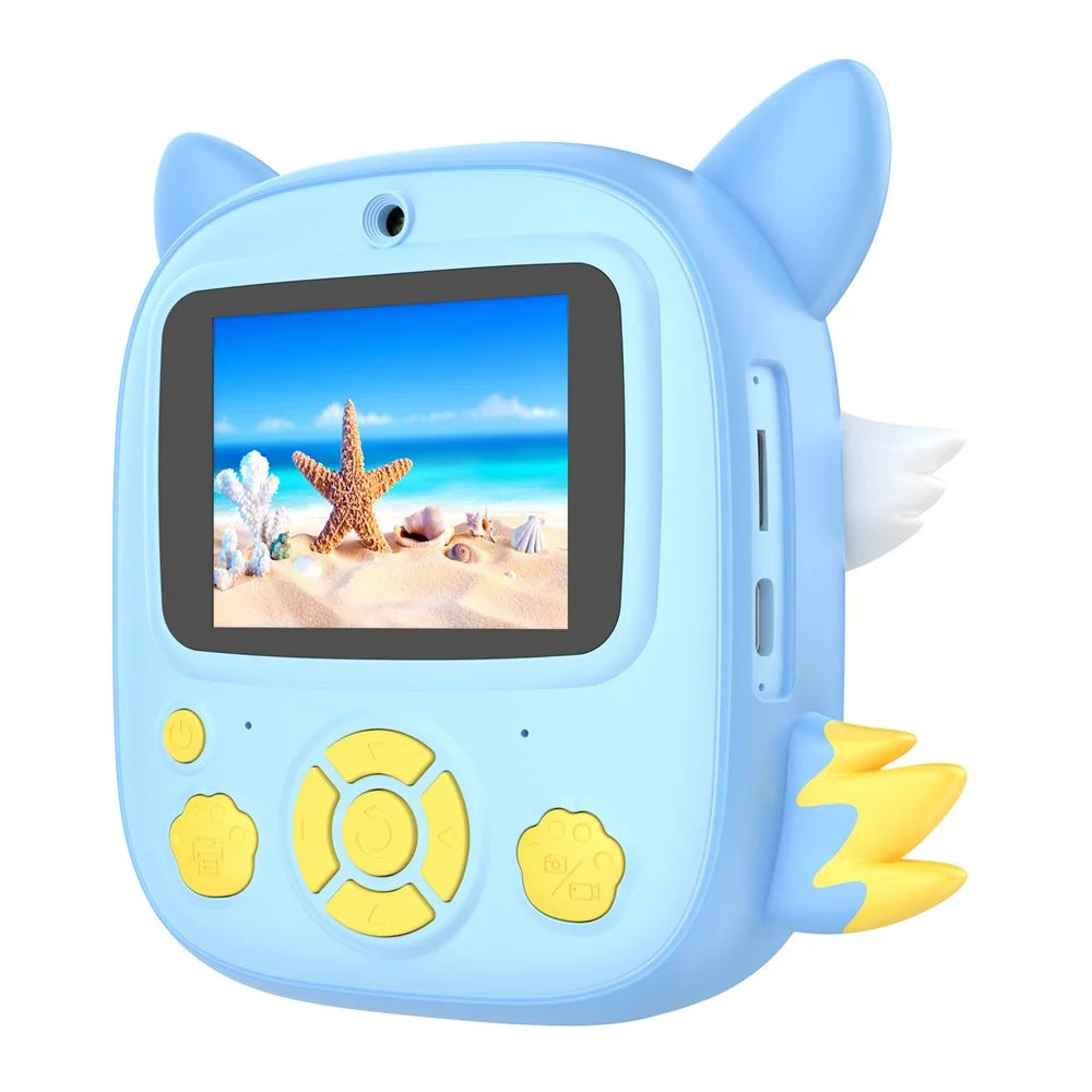P7 2.4 Inch IPS Screen Cartoon Fox Kids Camera Instant Print Dual Lens HD Video Recorder for Children - Blue - 3