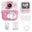 P02 2.4 Inch Instant Print Camera Cartoon Animal Pattern Flip Lens HD Camera for Kids with 32GB Card + Card Reader - Pink - 1