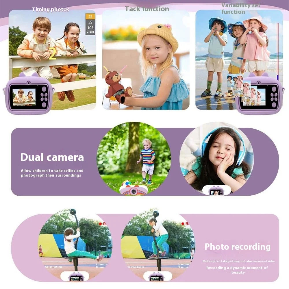 Z13 2.4 Inch Instant Print Camera for Kids HD Dual Lens Video Recorder with 32G TF Card + Card Reader - Purple - 2