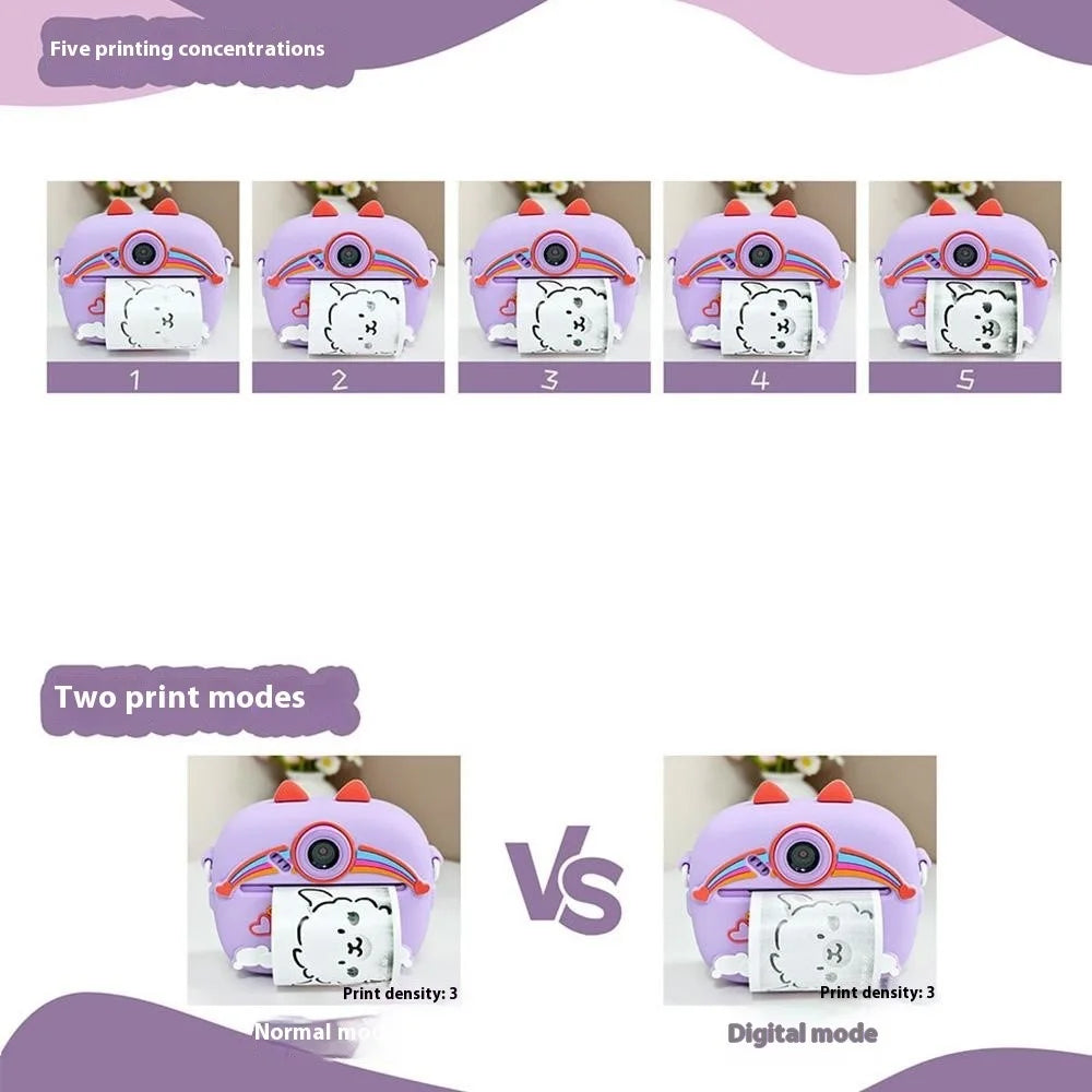 Z13 2.4 Inch Instant Print Camera for Kids HD Dual Lens Video Recorder with 32G TF Card + Card Reader - Purple - 6