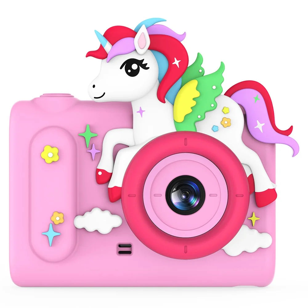 H05 Cartoon Animal Design 2.0 Inch HD Dual Lens 8X Zoom Digital Camera for Kids Video Recorder - Pink Unicorn - 1