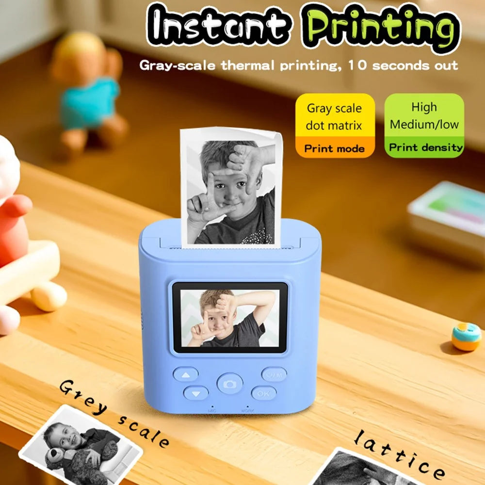 P99 16X Zoom Kids Instant Print Camera with 32G Memory Card 2.0 Inch IPS Screen Video Recorder for Children Selfie Digital Camera - Black - 3